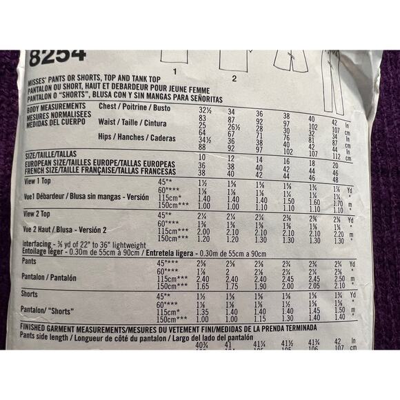 Simplicity Sewing pattern 8254 tank Tshirt shorts pants size 10-18 - Picture 5 of 7